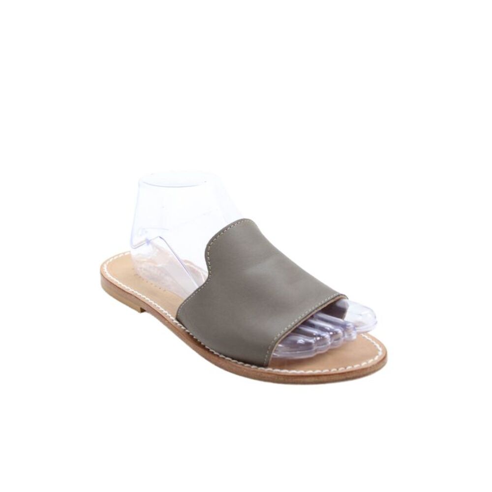 Sandalia Womens Single Strap Slide Snadals Brown Leather Size 39